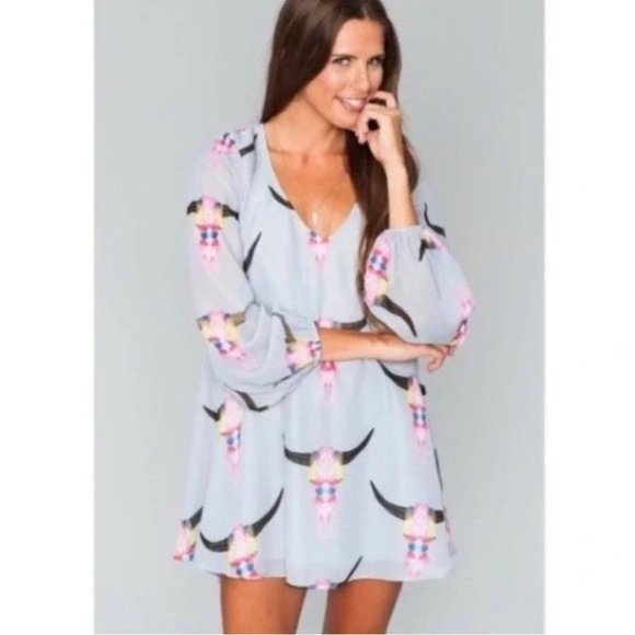 Show Me Your MuMu Dresses & Skirts - SHOW ME YOUR MUMU lite bright bull long sleeve swing dress size medium